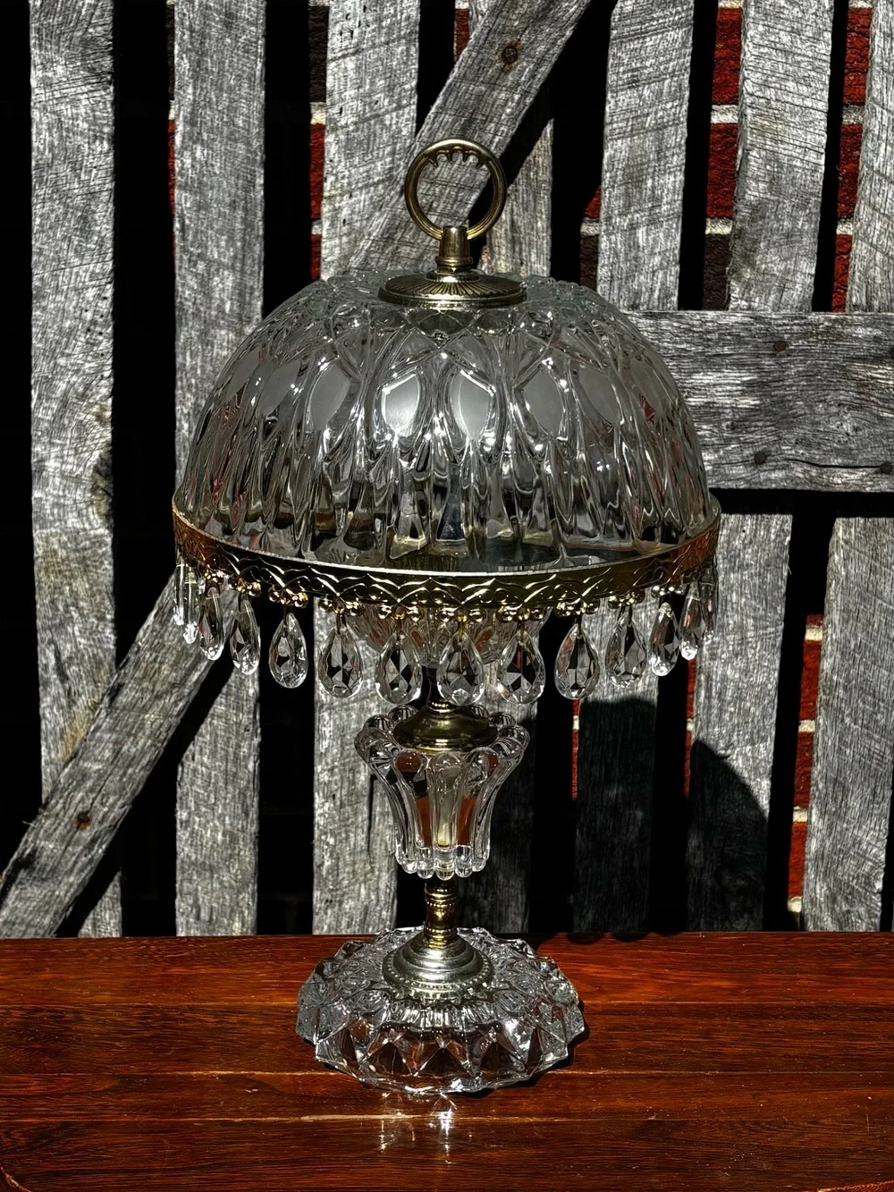 Vintage Michelotti Glass Crystal Boudoir Parlor Lamp